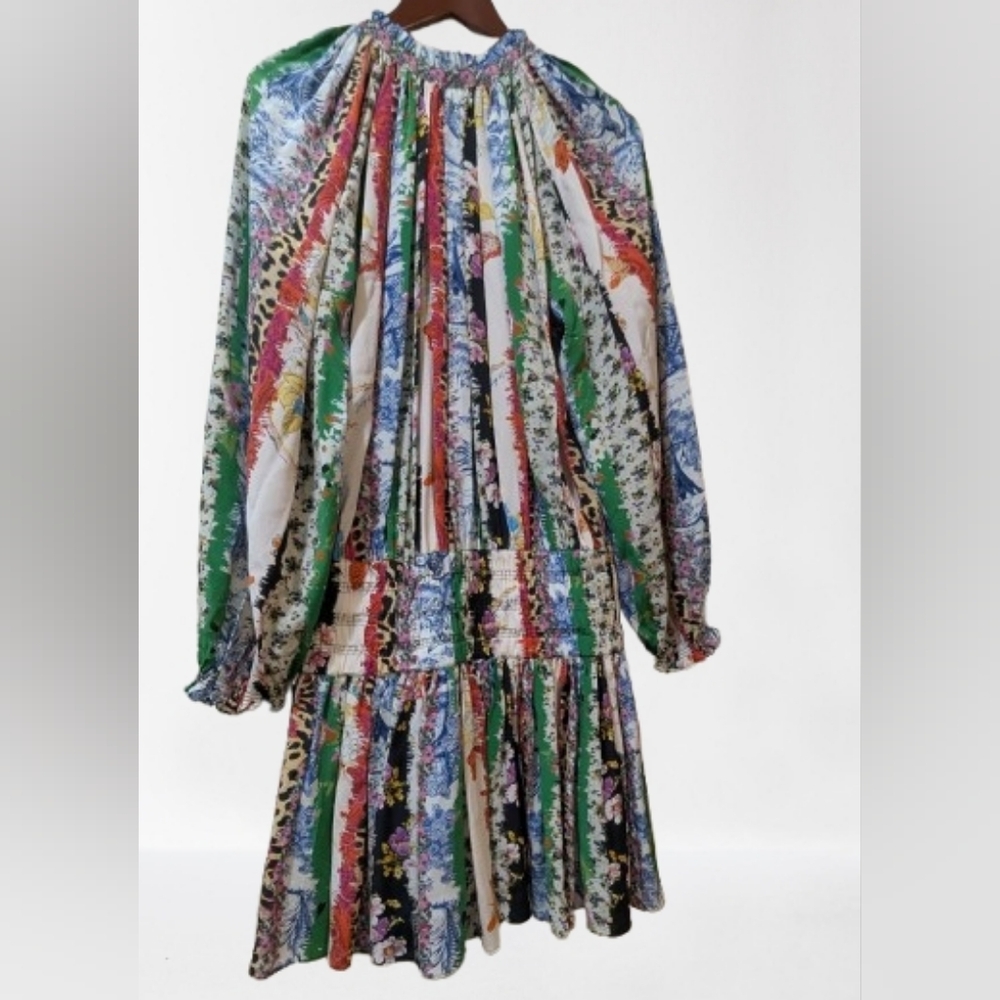 Zadig & Voltaire Défilé Runway AW22 Paris Mixed Print Silk Dress - Picture 3 of 12